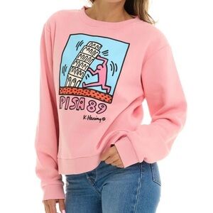 NWT/Keith Haring/PISA 89/ Women's Graphic Crewneck Sweatshirt/Pink/Size: Medium